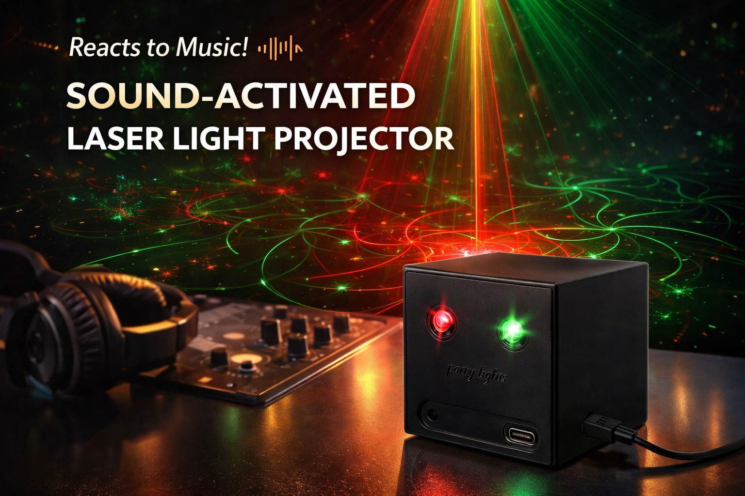 Projecteur disco LED rechargeable – Lumière festive réactive à la musique