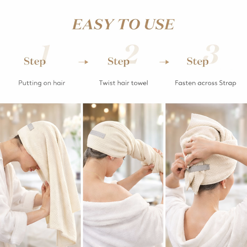 Serviette Cheveux Microfibre Grand Format – Séchage Rapide & Maintien Sécurisé