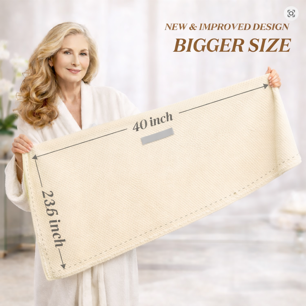 Serviette Cheveux Microfibre Grand Format – Séchage Rapide & Maintien Sécurisé