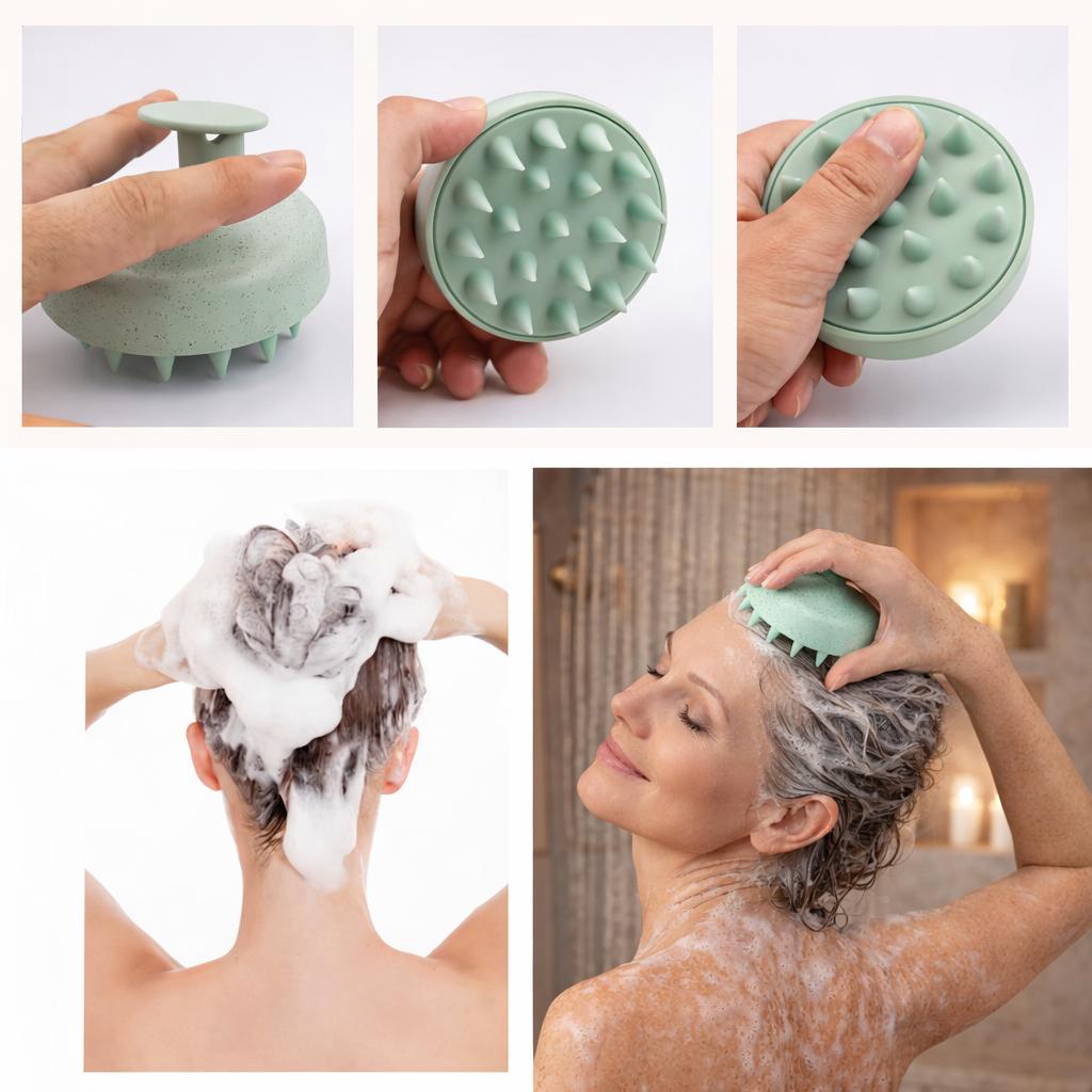 Brosse Massante en Silicone pour le Cuir Chevelu – Rituel Douceur & Bien-Être